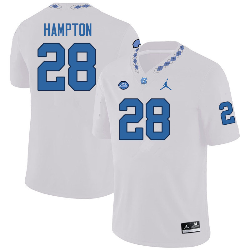 Men #28 Omarion Hampton North Carolina Tar Heels College Football Jerseys Sale-White - Click Image to Close
